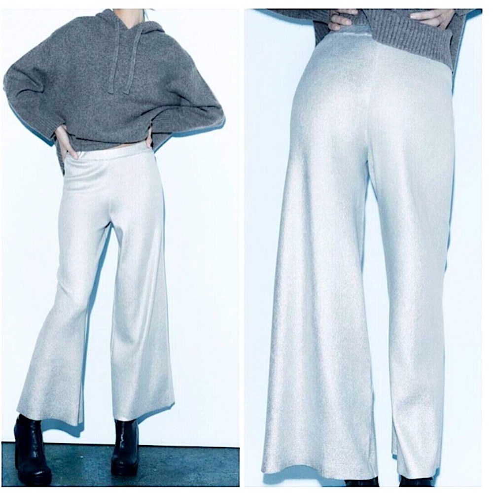 Zara silver palazzos - S, NWT